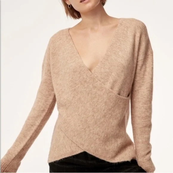 Babaton The Group Bambini Oatmeal Wrap Sweater Alpaca Wool Medium - Picture 3 of 10